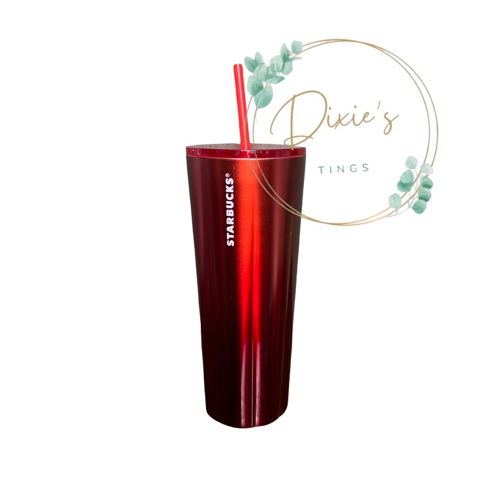 Starbucks Stainless Steel Dark Red Ombre Matte/Gloss Venti Tumbler 24 OZ